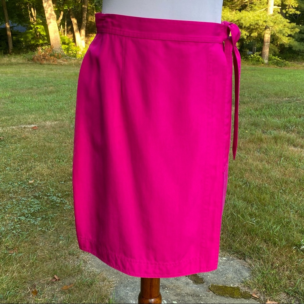EMANUEL UNGARO SKIRT PINK SILK WRAP WAIST TIE BARBIECORE LUXURY SIZE 42 8